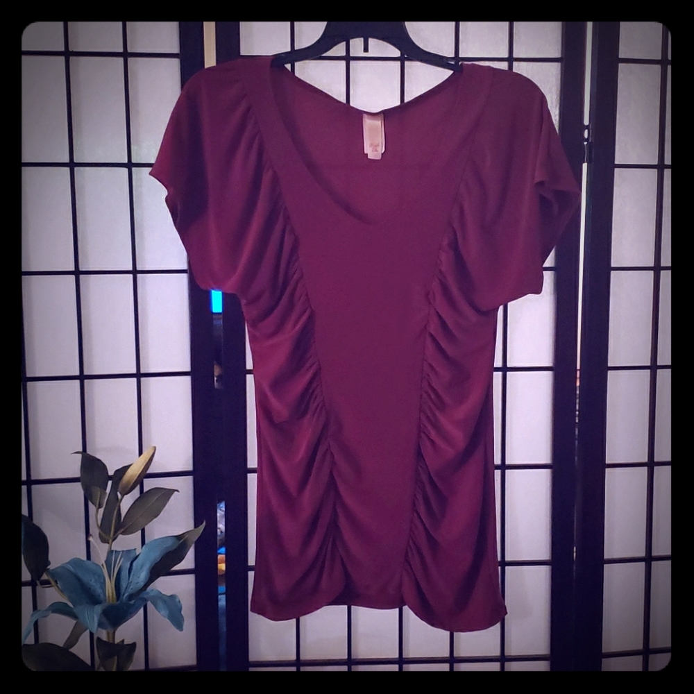 Pink Eli Fushia Ruffled Top-010
